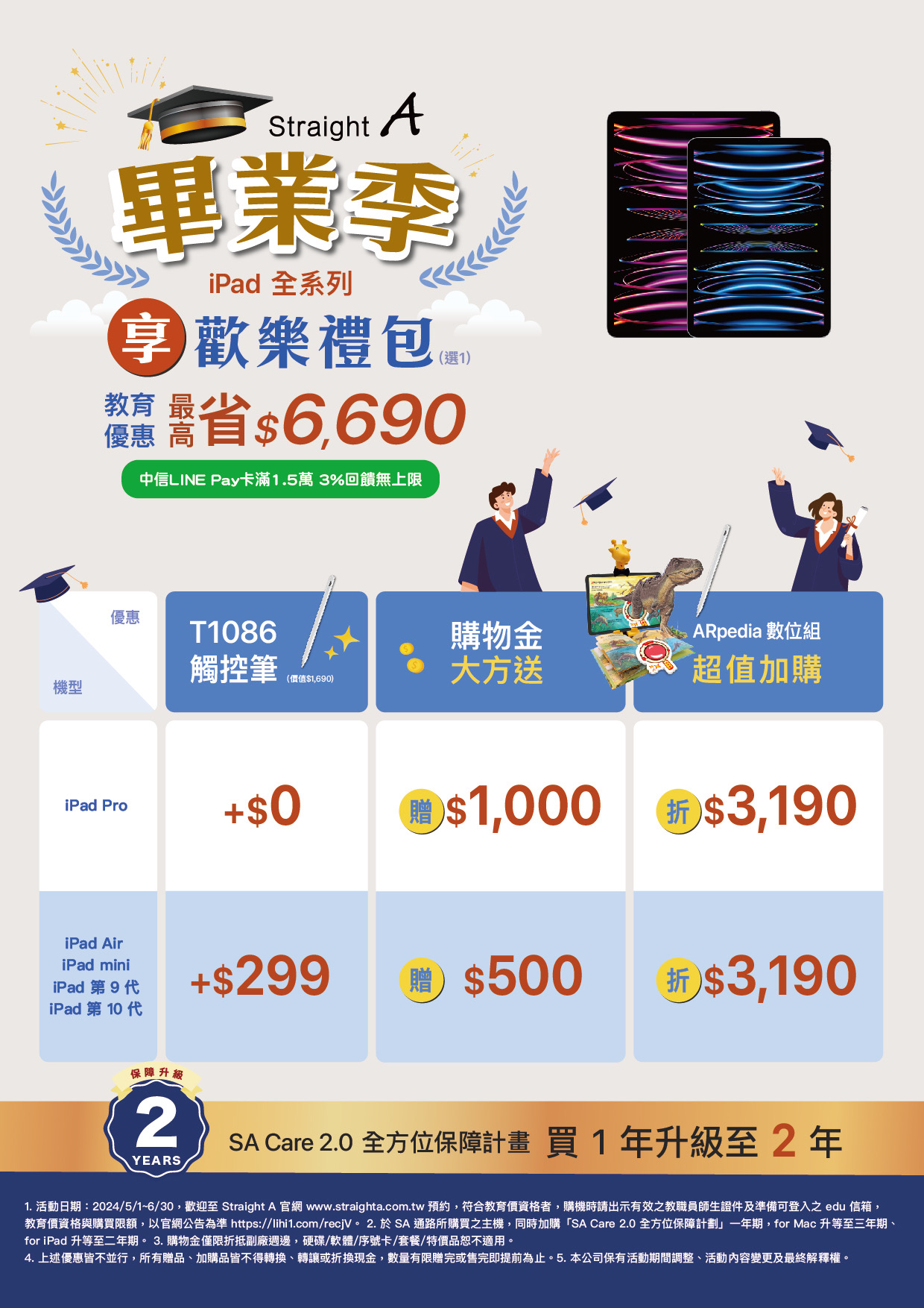 轉知Straight A Apple校園體驗中心中教大門市（英才校區1樓R102)畢業季專屬團購優惠，請查照